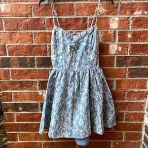 Bethany Mota Womens Large Blue Printed Cutout Back Spaghetti Strap Dress